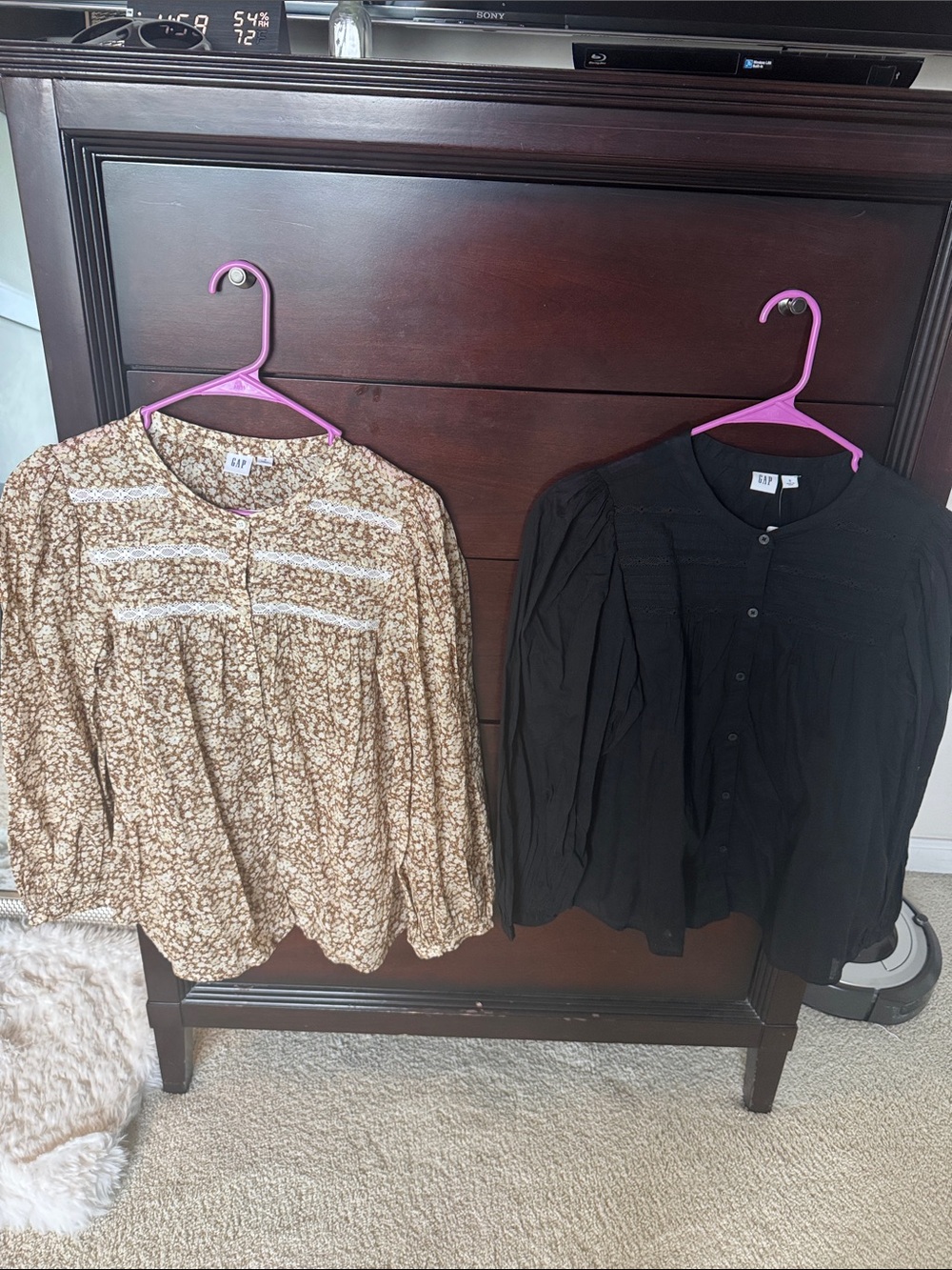 GAP Women's Brown Floral Puff-Sleeve Blouse